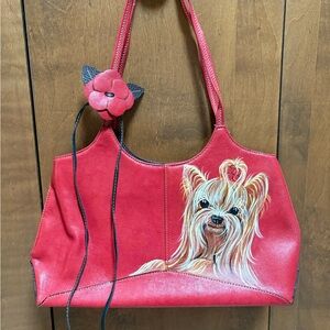 Yorkie Vynal Hand-painted Purse.